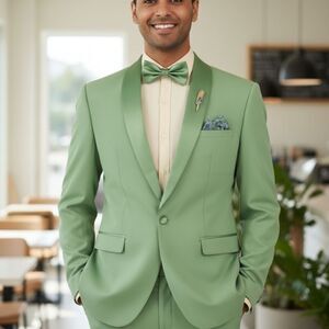 VINCI SLIMFIT 2 PIECE ONE BUTTON SHAWL COLLAR TUXEDO WITH MATCHING BOW TIE TSS-2